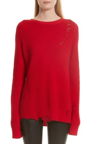 Shop Helmut Lang Distressed Sweater In Amaryllis