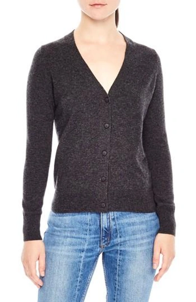 Shop Sandro Tie Back Wool & Cashmere Cardigan In Grey