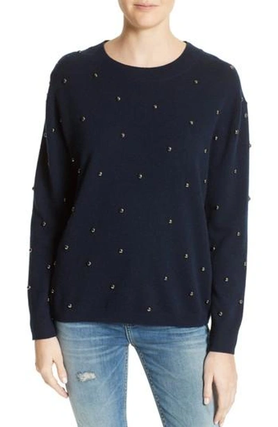 Shop The Kooples Embellished Wool & Cashmere Sweater In Navy