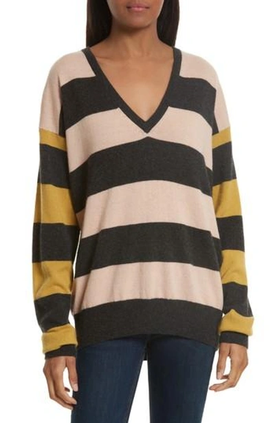 Shop Equipment Lucinda Stripe Cashmere Sweater In French Nude