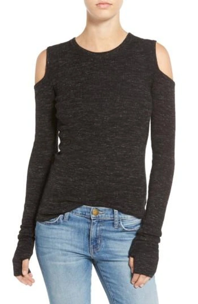 Shop Current Elliott 'the Melange' Cold Shoulder Sweater In Black