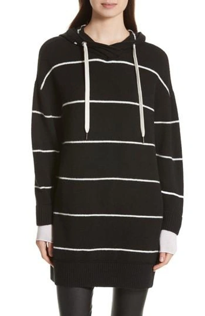 Shop Alice And Olivia Riva Hooded Tunic In Black/ White