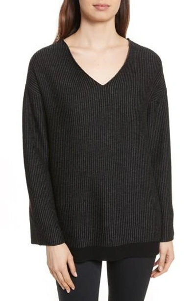 Shop Atm Anthony Thomas Melillo Cotton Blend Sweater In Foggy/ Chalk