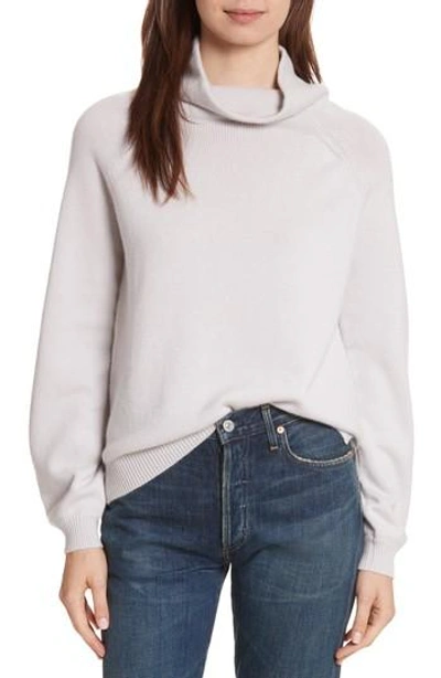Shop Allude Balloon Sleeve Cashmere Turtleneck Sweater In Light Grey