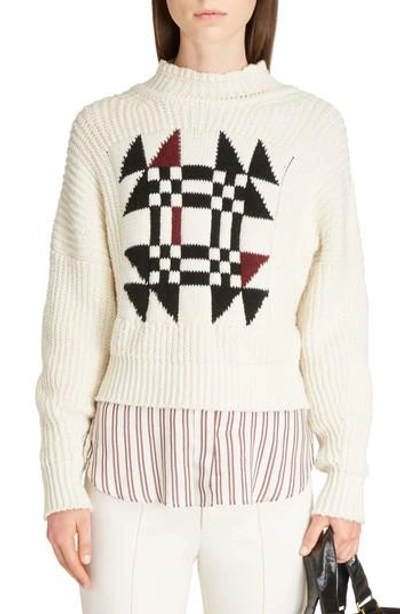 Shop Isabel Marant Lawrie Origami Cotton & Wool Blend Sweater In Ecru
