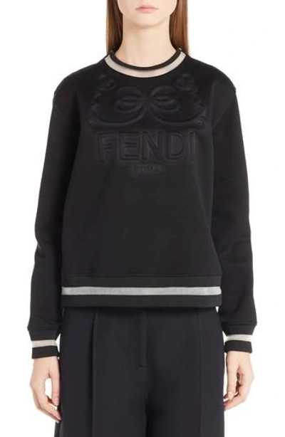 Shop Fendi Logo Jersey Sweatshirt In Black