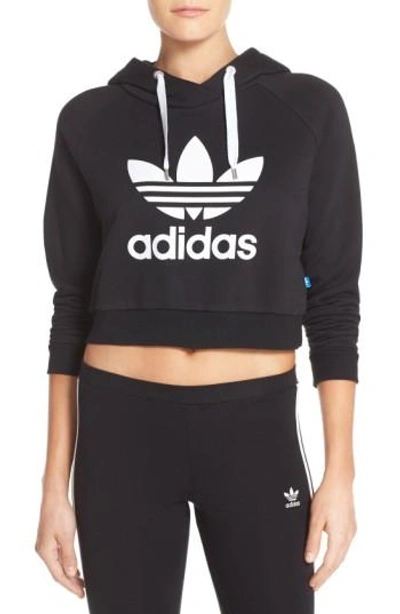 Shop Adidas Originals Originals Crop Hoodie In Black/ White
