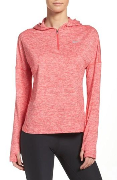 Shop Nike Dry Element Running Hoodie In Light Fusion Red/ Heather
