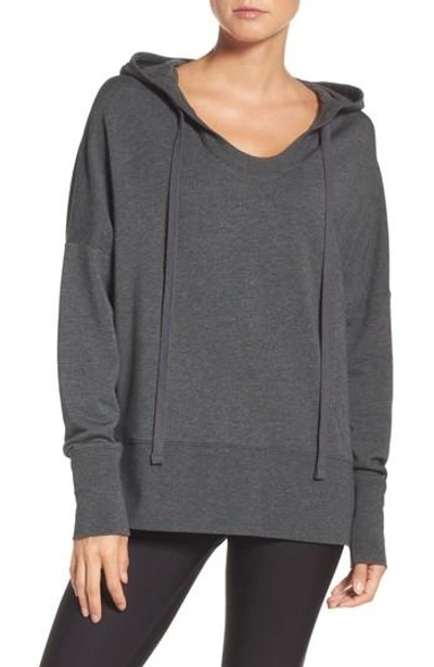 Shop Alo Yoga Fluid Tunic Hoodie In Anthracite Heather