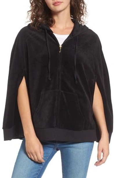 Shop Juicy Couture Velour Cape Jacket In Pitch Black