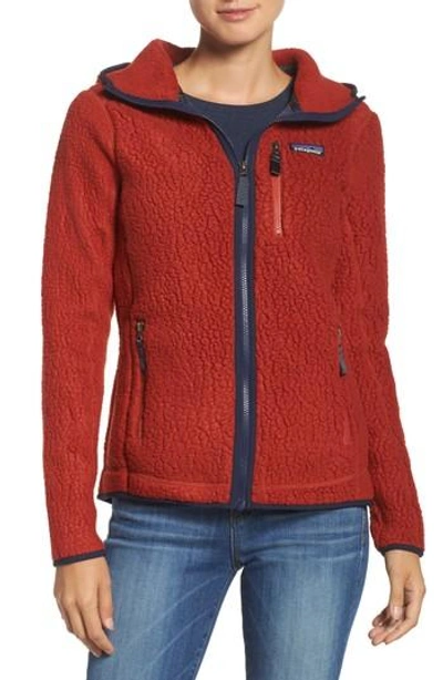 Shop Patagonia Retro Pile Hoodie In Roots Red