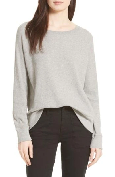 Shop Vince Thermal Pima Cotton Pullover In Heather Grey