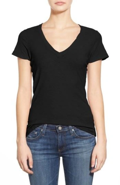 Shop James Perse Slub Cotton V-neck Tee In Black