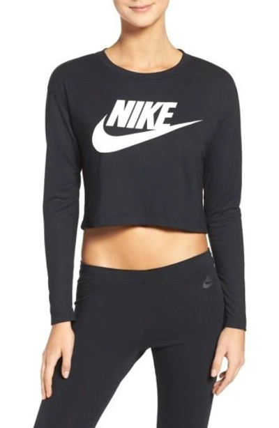 Shop Nike Sportswear Graphic Crop Tee In Black/ Black/ White