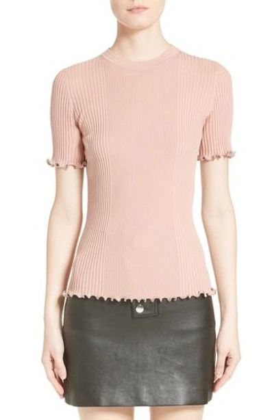 Shop Alexander Wang Ruffled Rib Knit Tee In Blush