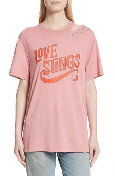 Shop Opening Ceremony Love Stings Slashed Logo Tee In Ash Rose
