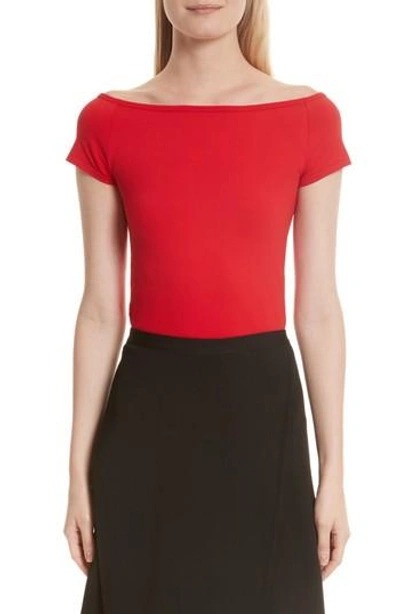 Shop Helmut Lang Stretch Jersey Tee In Amaryllis