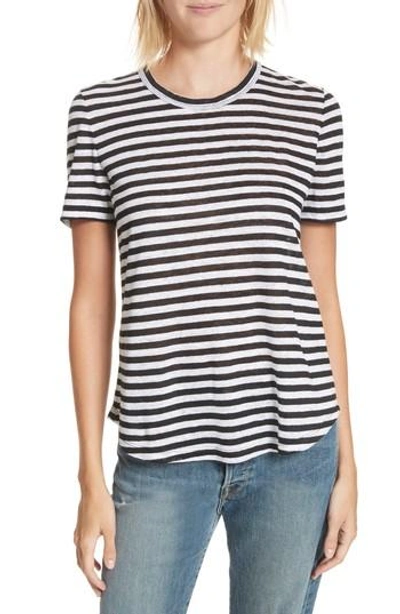 Shop A.l.c Alber Stripe Linen Tee In Black/ White