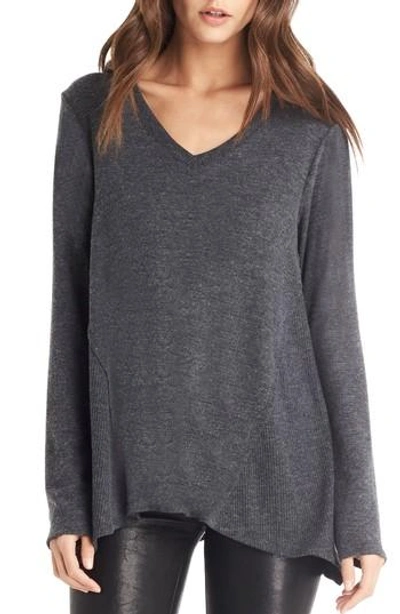 Shop Michael Stars V-neck Swing Top In Charcoal
