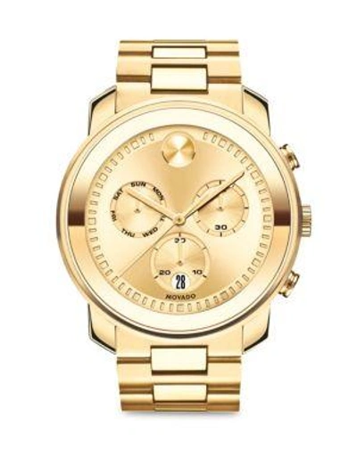 Shop Movado Bold Chronograph Stainless Steel Watch In Gold