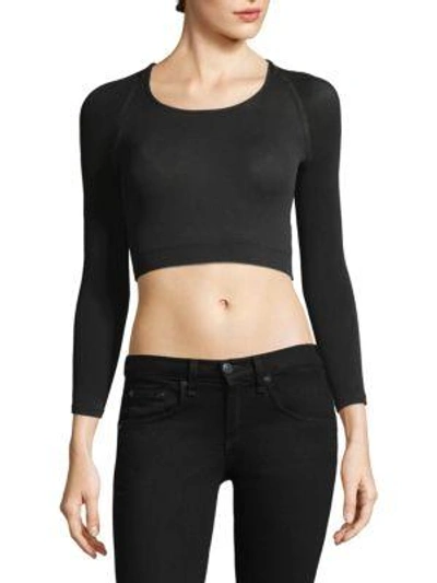 Spanx Arm Tights Solid Layering Crop Top In Very Black