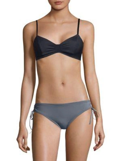 Shop Malia Mills Soft Ruched Triangle Bikini Top In Signature Black