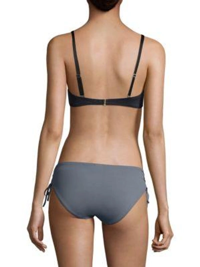 Shop Malia Mills Soft Ruched Triangle Bikini Top In Signature Black