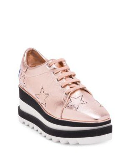 Shop Stella Mccartney Elyse Rose Gold Star Sneaker Wedges
