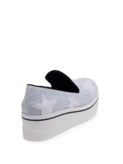Shop Stella Mccartney Binx Denim Star Platform Sneakers In Black Skylight