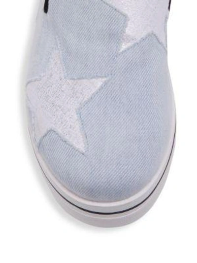 Shop Stella Mccartney Binx Denim Star Platform Sneakers In Black Skylight