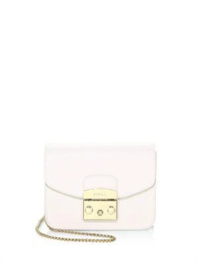 Shop Furla Metropolis Mini Leather Crossbody Bag In Petalo