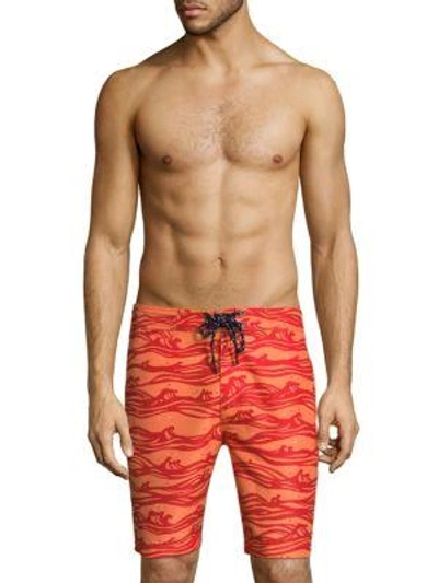 Shop Surfsidesupply Wave Board Shorts In Hot Coral