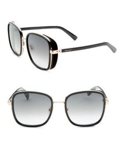 Shop Jimmy Choo Elvas Square Sunglasses In Black Gold
