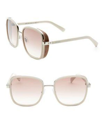 Shop Jimmy Choo Women's Elvas 54mm Rhinestone Square Sunglasses In Ivory Pink
