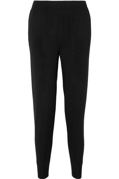 Shop Stella Mccartney Fine-knit Wool Track Pants In Black