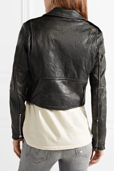 Shop Re/done Reconstructed Moto Racer Distressed Leather Biker Jacket In Black