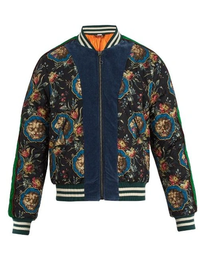 Gucci Grotesque Garden-print Silk Velvet Bomber Jacket In Black Multi |  ModeSens