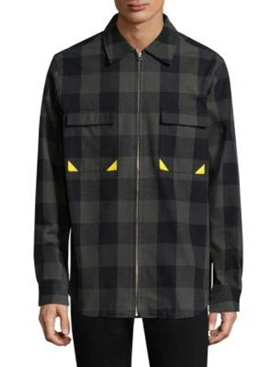 Shop Dim Mak Checkered Cotton Jacket In Grey