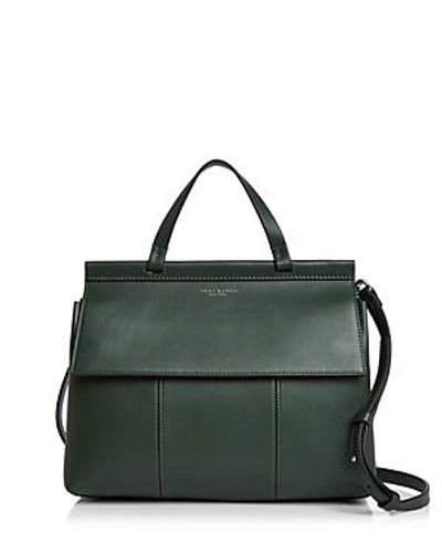 Tory Burch Block-t Leather Satchel In Selva Green/silver | ModeSens