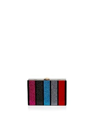 Shop Milly Glitter Stripe Box Clutch In Black Multi/gold