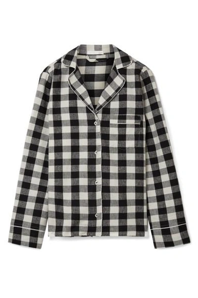 Shop Skin Lucienne Checked Cotton-flannel Pajama Shirt In Black