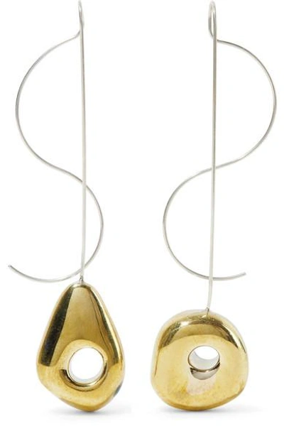 Shop Leigh Miller Hepworth Drop White Bronze, Gold-tone And Silver Earrings