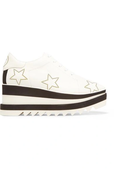 Shop Stella Mccartney Elyse Perforated Faux Leather Platform Brogues In White