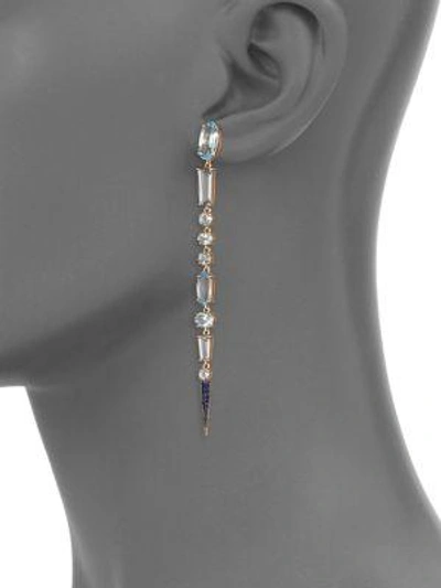 Shop Etho Maria Women's Sharp 18k Gold Blue Sapphires And Blue Topaz Drop Earrings In Rose Gold