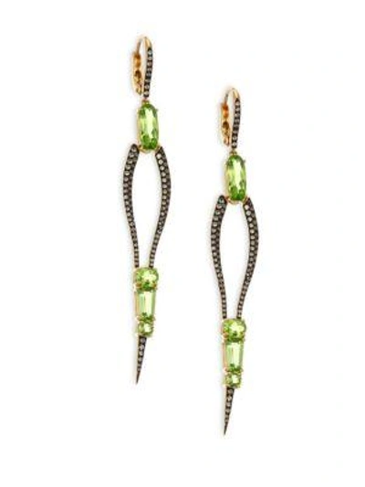 Shop Etho Maria Women's Sharp 18k Gold Peridot And Green Sapphire Drop Earrings In Yellow Gold