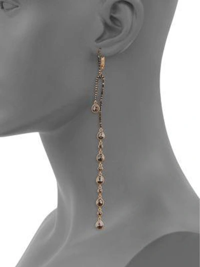 Shop Etho Maria Women's Leyla 18k Rose Gold & Black Diamond Curve Drop Earrings