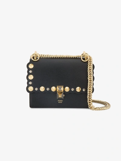 Shop Fendi Small Black Kan I Studded Shoulder Bag