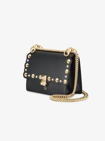 Shop Fendi Small Black Kan I Studded Shoulder Bag