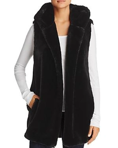 Shop Capote Lola Hooded Faux-fur Vest In Black