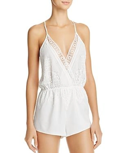 Shop Flora Nikrooz Genevive Charm Lace Chiffon Romper In Ivory